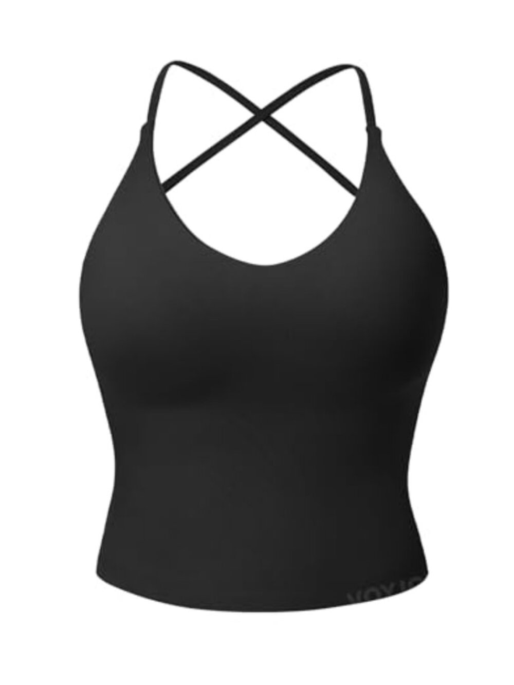Women's Padded V-Neck Backless Crop Tank Top with Adjustable Straps,